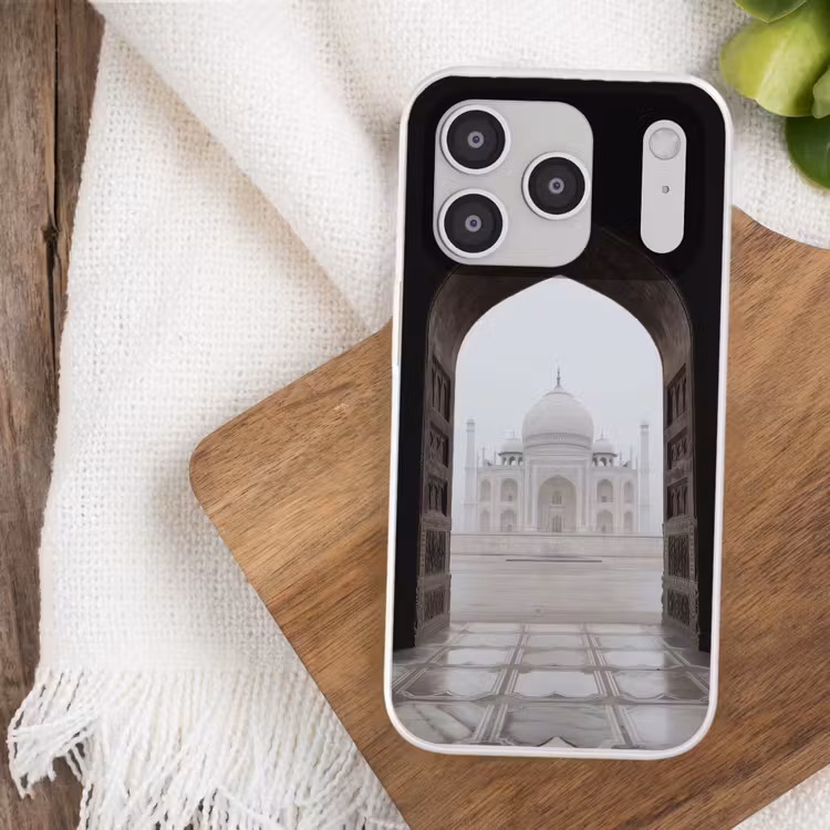 Poort - Symmetrische koepel - Minaretten - Moskee Telefoonhoesje iPhone 17 Pro klein -sfeer1