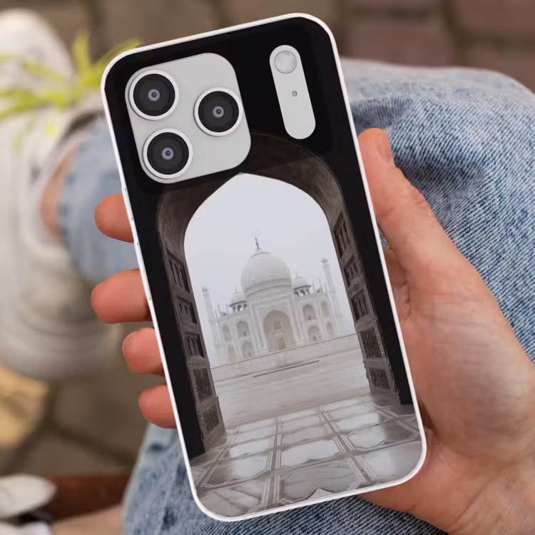 Poort - Symmetrische koepel - Minaretten - Moskee Telefoonhoesje iPhone 17 Pro klein -sfeer2