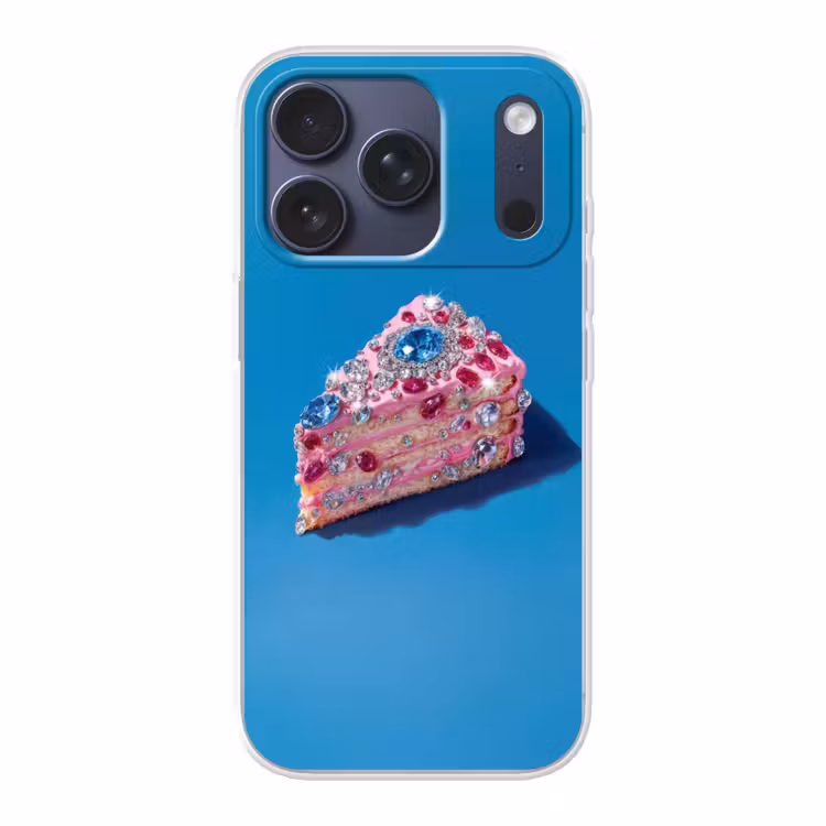 Taart - Edelstenen - Glitters - Roze Telefoonhoesje iPhone 17 Pro klein -3d