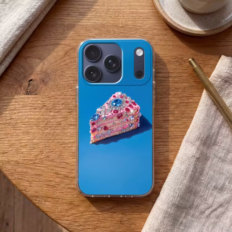 Taart - Edelstenen - Glitters - Roze Telefoonhoesje iPhone 17 Pro klein -sfeer1