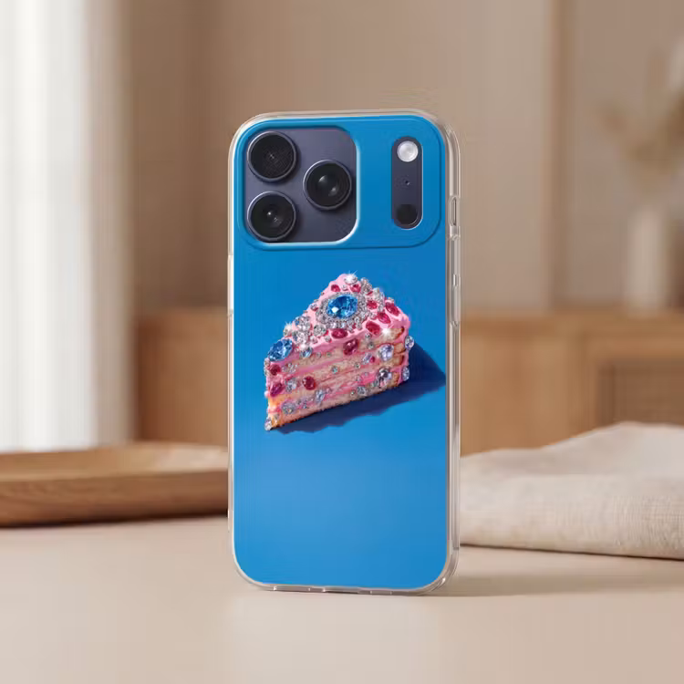 Taart - Edelstenen - Glitters - Roze Telefoonhoesje iPhone 17 Pro klein -sfeer2