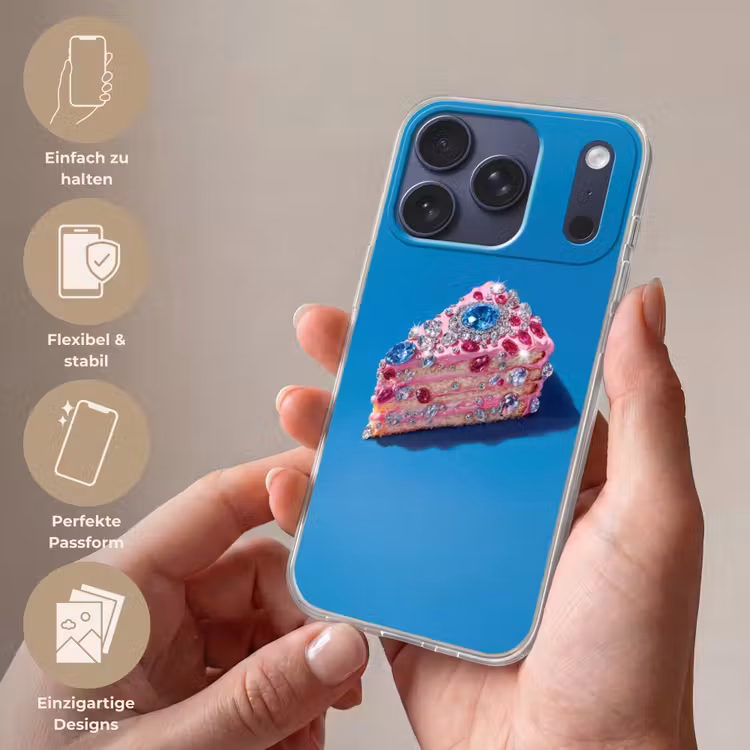 Taart - Edelstenen - Glitters - Roze Telefoonhoesje iPhone 17 Pro klein -sfeer3_DE
