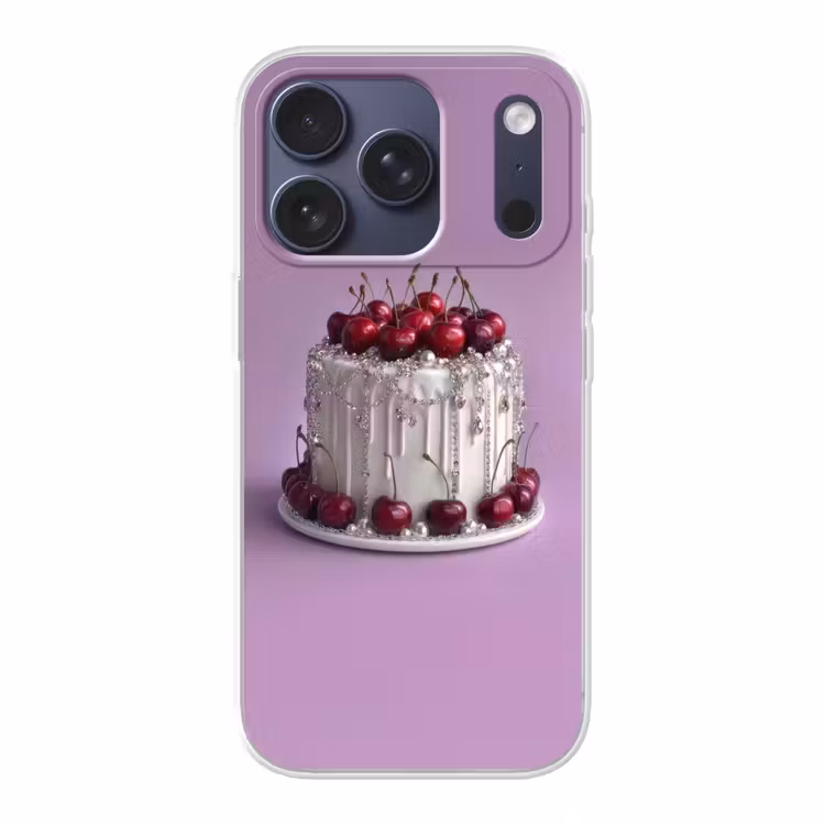 Taart - Kersen - Juwelen - Rood Telefoonhoesje iPhone 17 Pro klein -3d