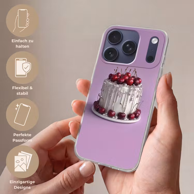 Taart - Kersen - Juwelen - Rood Telefoonhoesje iPhone 17 Pro klein -sfeer3_DE