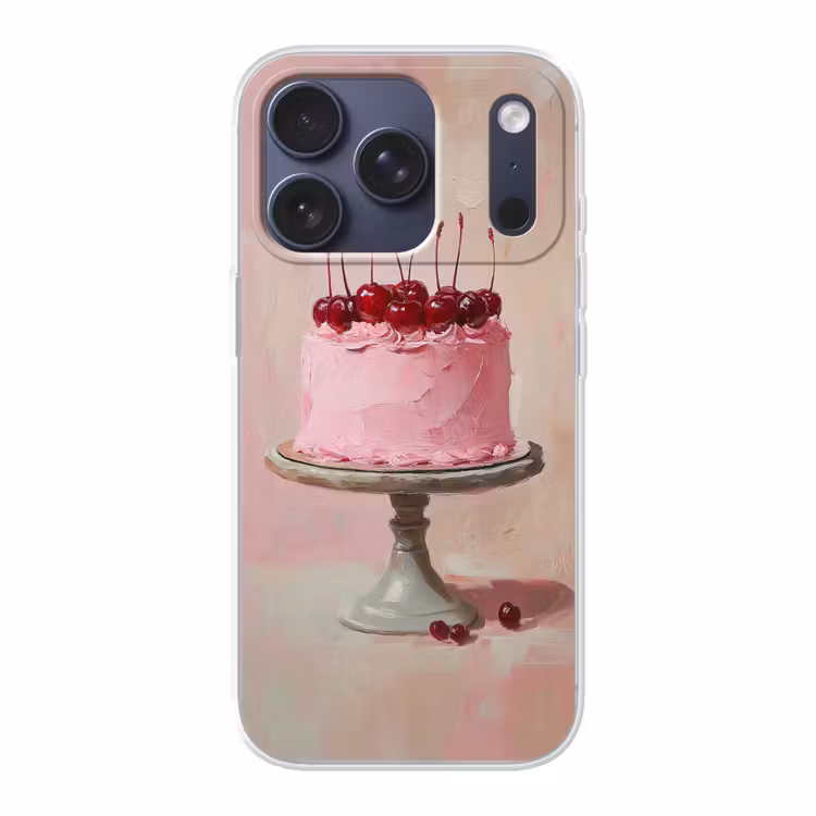 Taart - Pink - Cherry Telefoonhoesje iPhone 17 Pro klein -3d