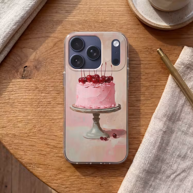 Taart - Pink - Cherry Telefoonhoesje iPhone 17 Pro klein -sfeer1
