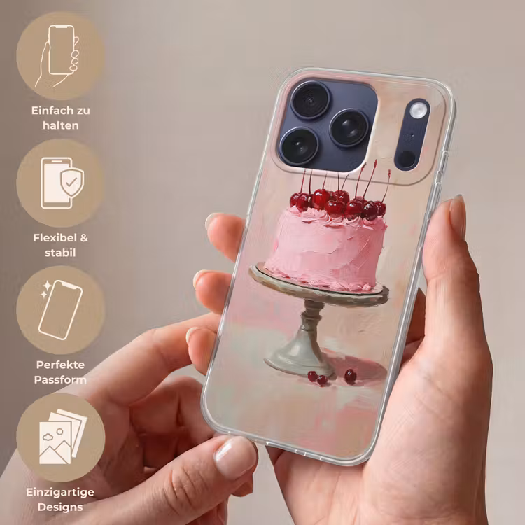 Taart - Pink - Cherry Telefoonhoesje iPhone 17 Pro klein -sfeer3_DE