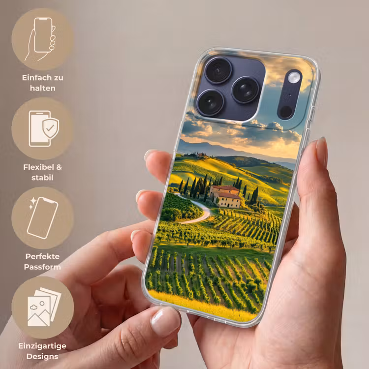 Toscane - Landschap - Wijngaarden Telefoonhoesje iPhone 17 Pro klein -sfeer3_DE