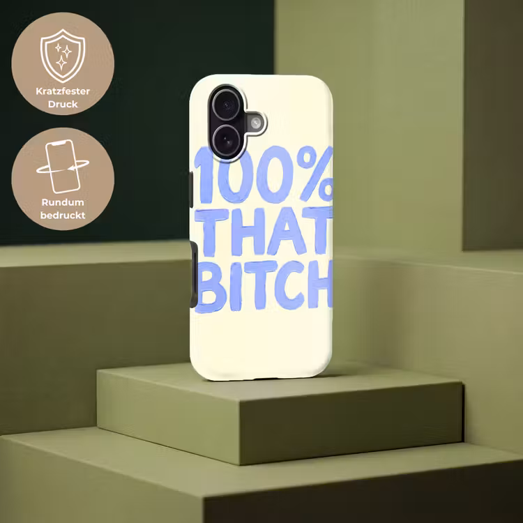 100% that bitch - Blauw - Wit Toughcase MagSafe Apple iPhone 17 klein -USP_PrintM_DE