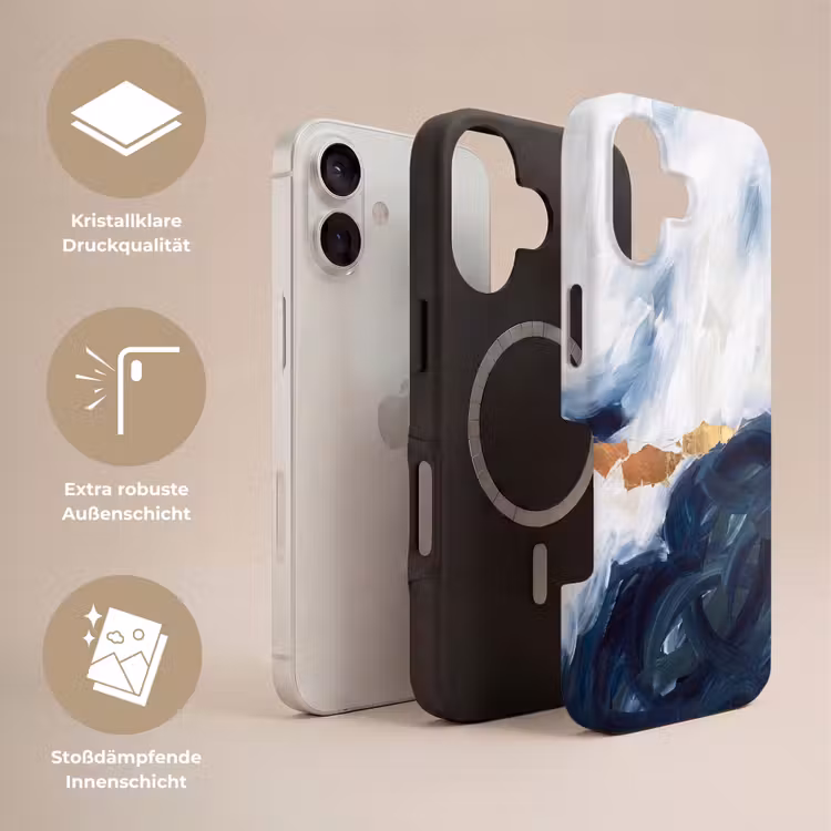 Abstract - Acryl - Blauw - Goud - Elegant Toughcase MagSafe Apple iPhone 17 klein -USP_Lagen_DE