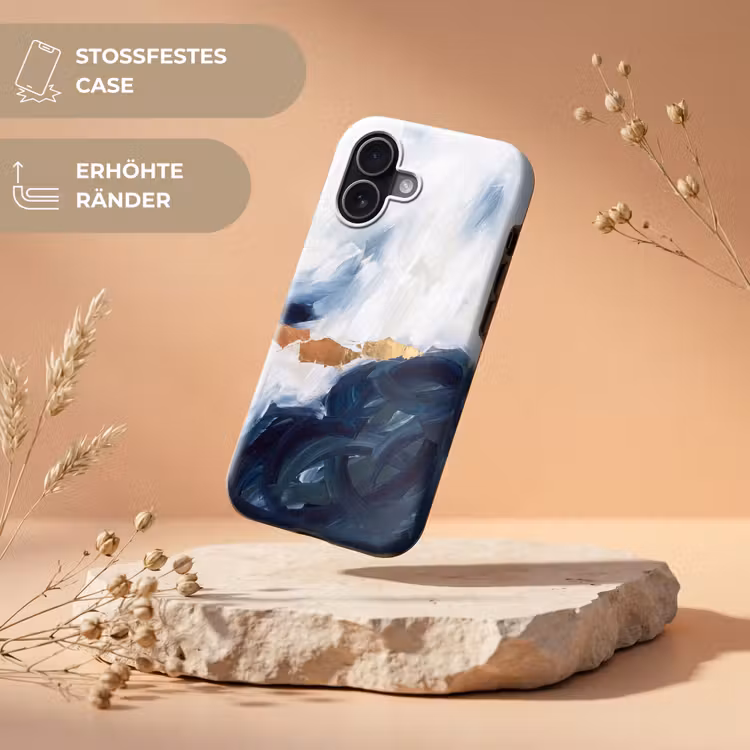Abstract - Acryl - Blauw - Goud - Elegant Toughcase MagSafe Apple iPhone 17 klein -USP_RandenV_DE