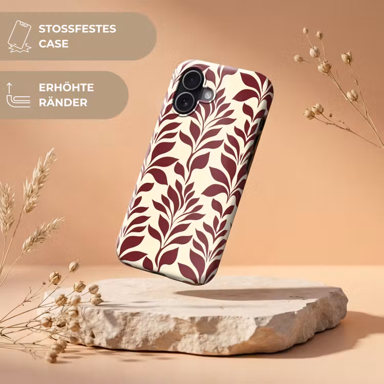 Abstract - Bladeren - Burgundy Toughcase MagSafe Apple iPhone 17 klein 1017 -USP_RandenV_DE