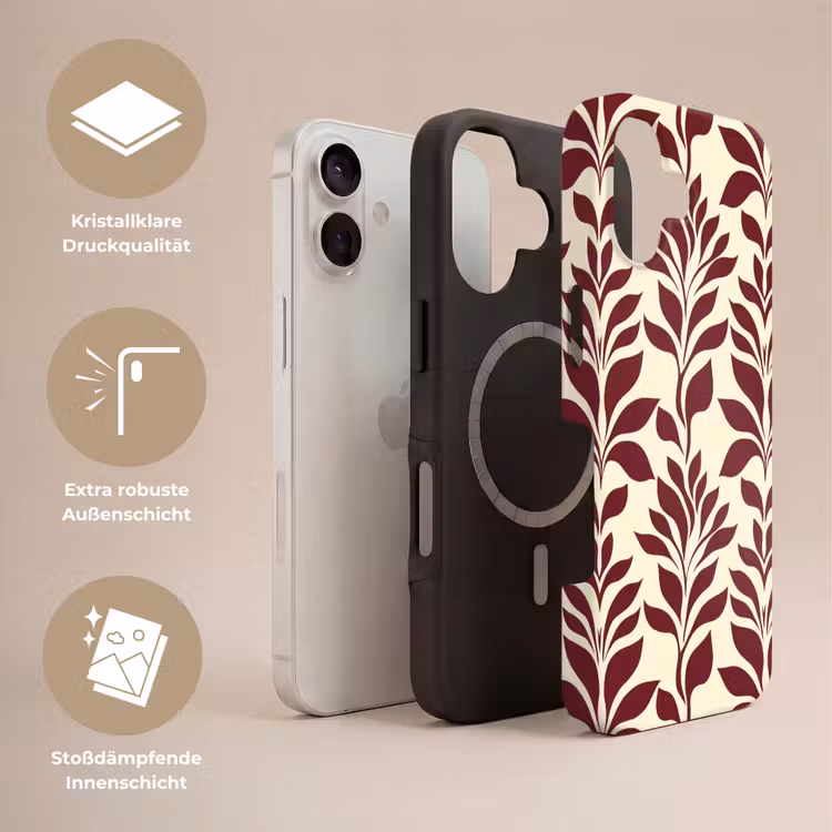 Abstract - Bladeren - Burgundy Toughcase MagSafe Apple iPhone 17 klein 1017 -USP_Lagen_DE