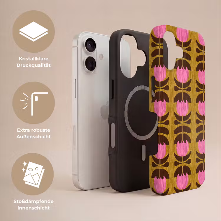 Abstract - Bloemen - Roze Toughcase MagSafe Apple iPhone 17 klein 1017 -USP_Lagen_DE