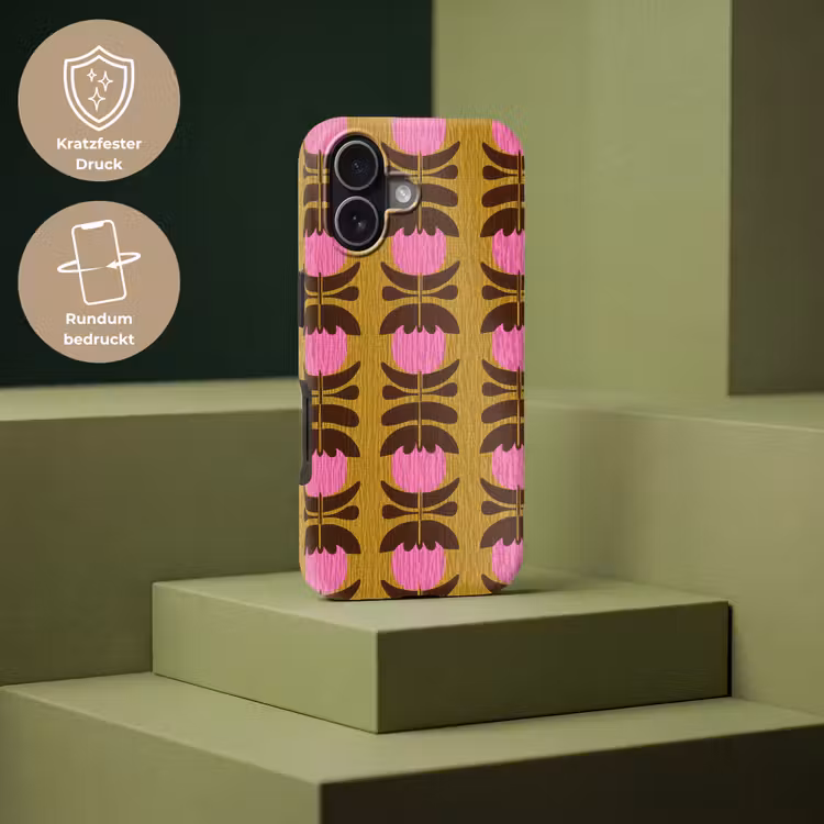 Abstract - Bloemen - Roze Toughcase MagSafe Apple iPhone 17 klein 1017 -USP_PrintM_DE