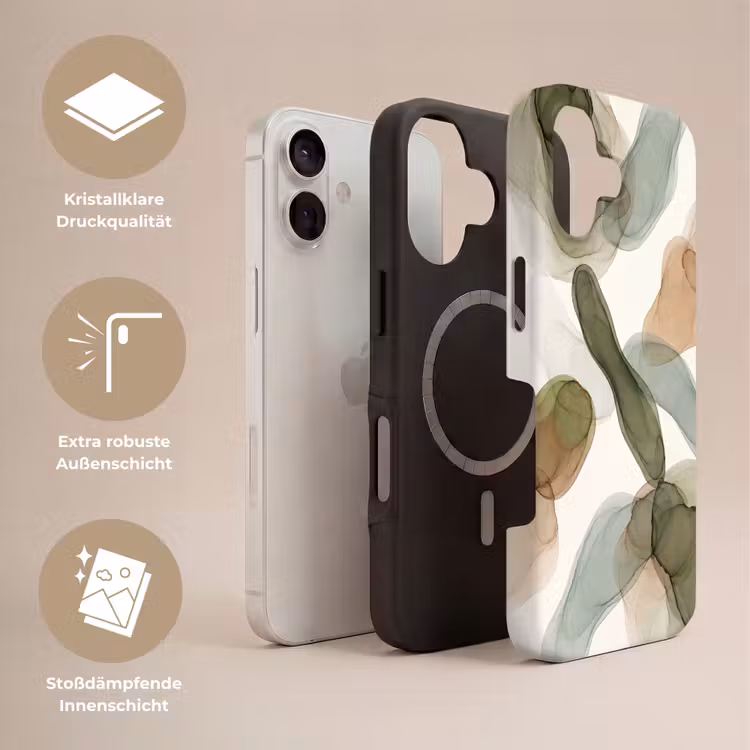 Abstract - Vormen - Modern - Kunst - Groen - Bruin Toughcase MagSafe Apple iPhone 17 klein -USP_Lagen_DE