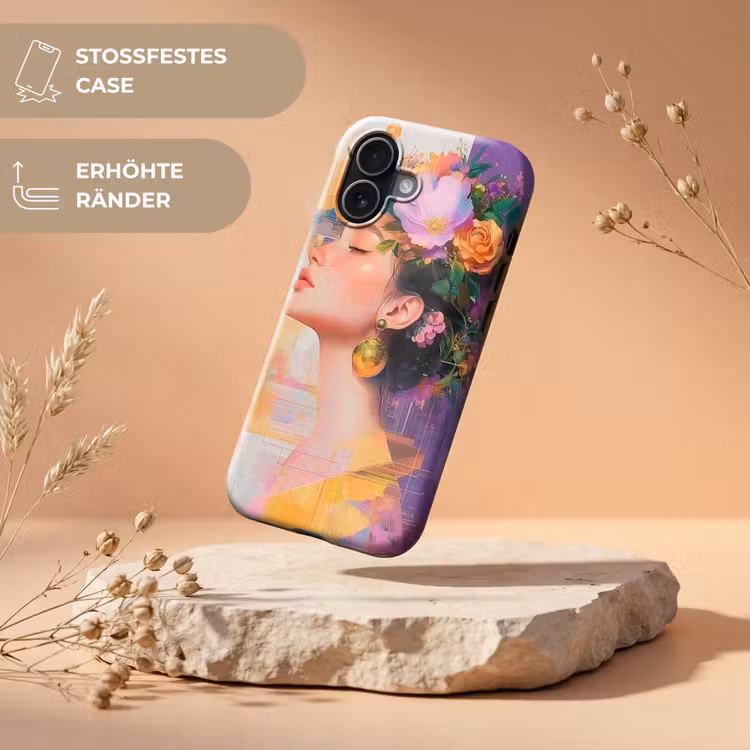 Abstract - Vrouw - Bloemenkroon - Goud Toughcase MagSafe Apple iPhone 17 klein -USP_RandenV_DE
