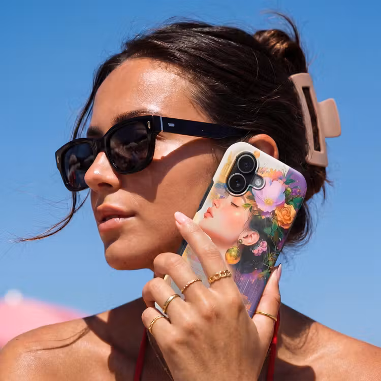 Abstract - Vrouw - Bloemenkroon - Goud Toughcase MagSafe Apple iPhone 17 klein -Sfeer2V