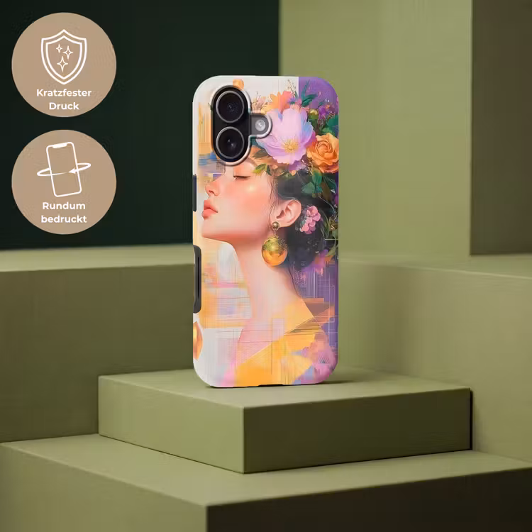 Abstract - Vrouw - Bloemenkroon - Goud Toughcase MagSafe Apple iPhone 17 klein -USP_PrintM_DE