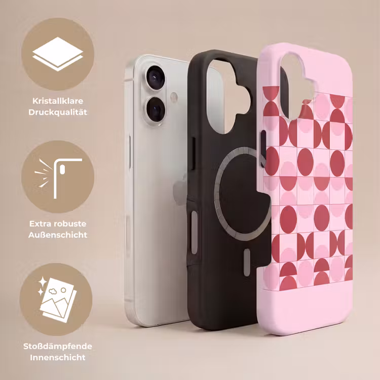Abstract - Geometrisch - Cirkels - Roze - Modern Toughcase MagSafe Apple iPhone 17 klein -USP_Lagen_DE