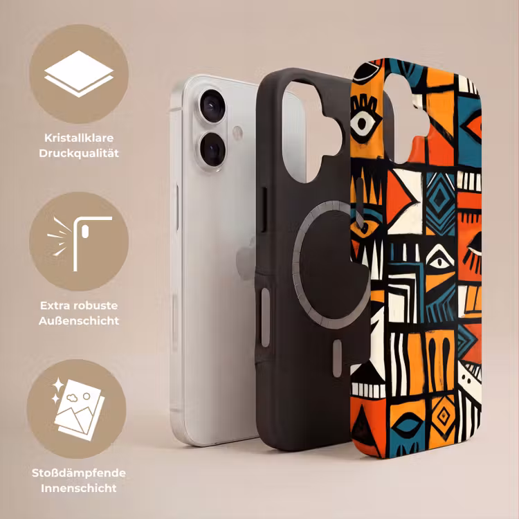 Abstract - Gezichten - Mozaïek Toughcase MagSafe Apple iPhone 17 klein -USP_Lagen_DE
