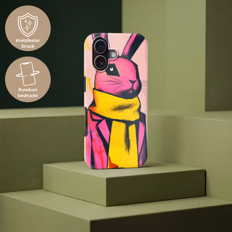 Abstract - Konijn - Sjaal - Geel Toughcase MagSafe Apple iPhone 17 klein -USP_PrintM_DE