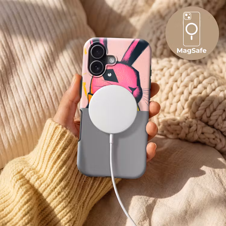 Abstract - Konijn - Sjaal - Geel Toughcase MagSafe Apple iPhone 17 klein -USP_MagsafeV