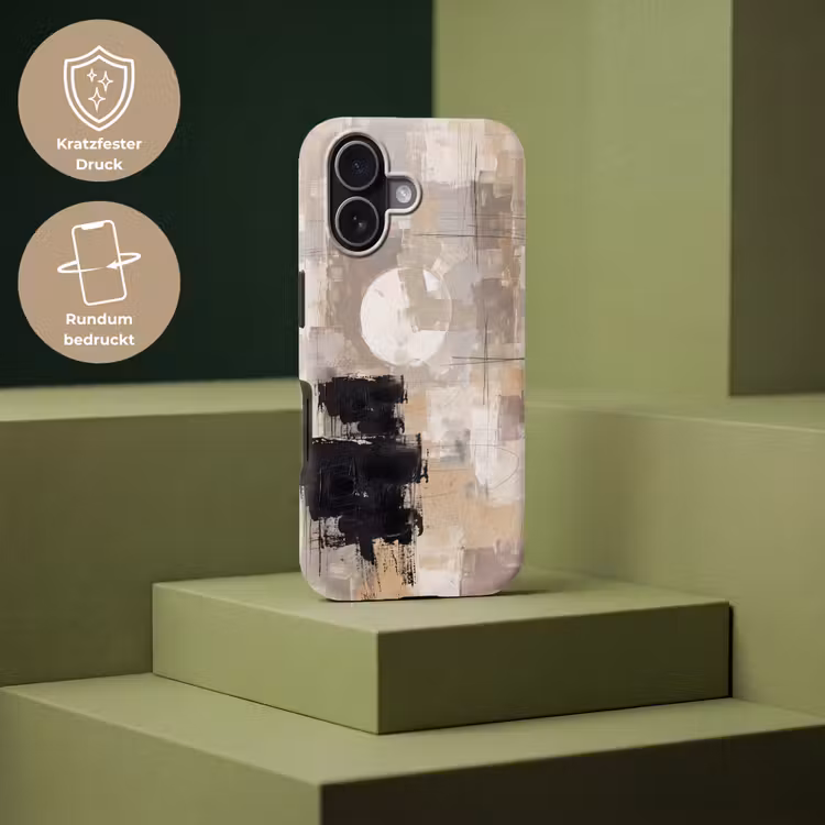 Abstract - Cirkel - Modern - Beige - Zwart - Minimalistisch Toughcase MagSafe Apple iPhone 17 klein -USP_PrintM_DE