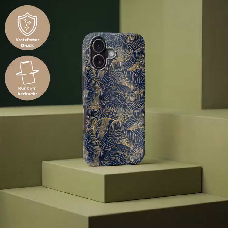 Abstract - Lijnen - Blauw - Goud Toughcase MagSafe Apple iPhone 17 klein 1017 -USP_PrintM_DE