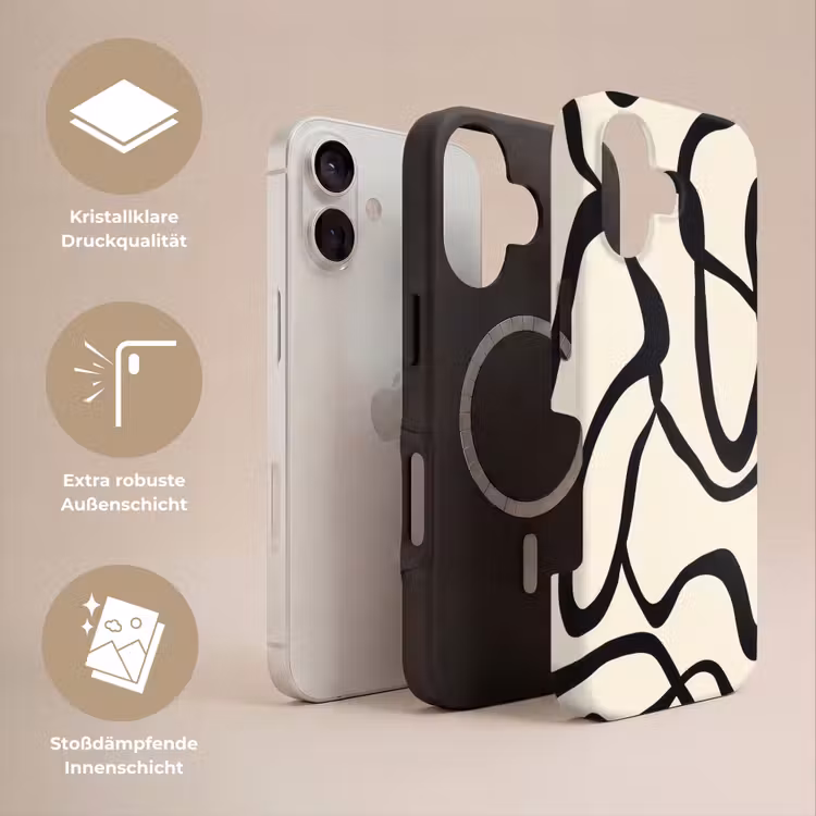Abstract - Lijnen - Modern - Beige Toughcase MagSafe Apple iPhone 17 klein -USP_Lagen_DE