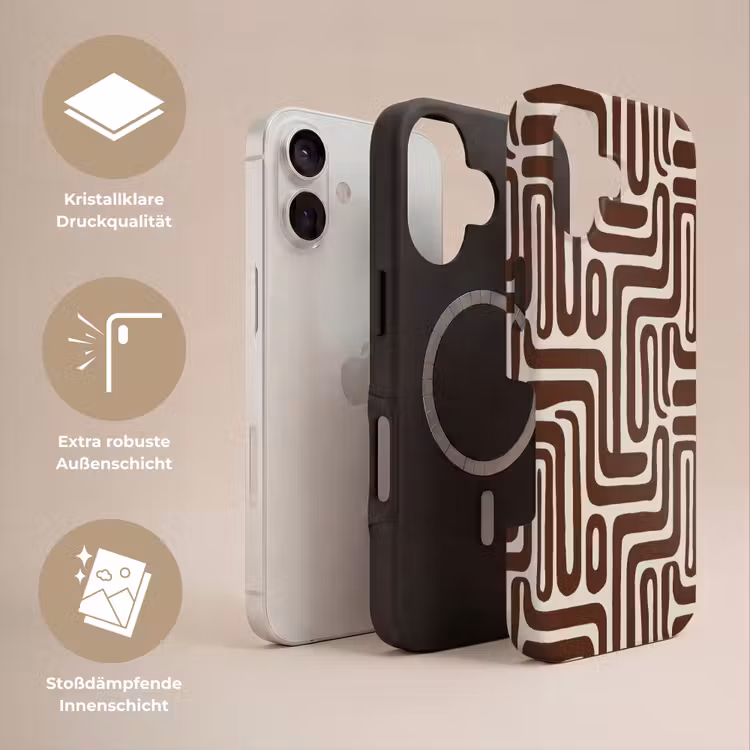 Abstract - Patroon - Bruin Toughcase MagSafe Apple iPhone 17 klein 1017 -USP_Lagen_DE