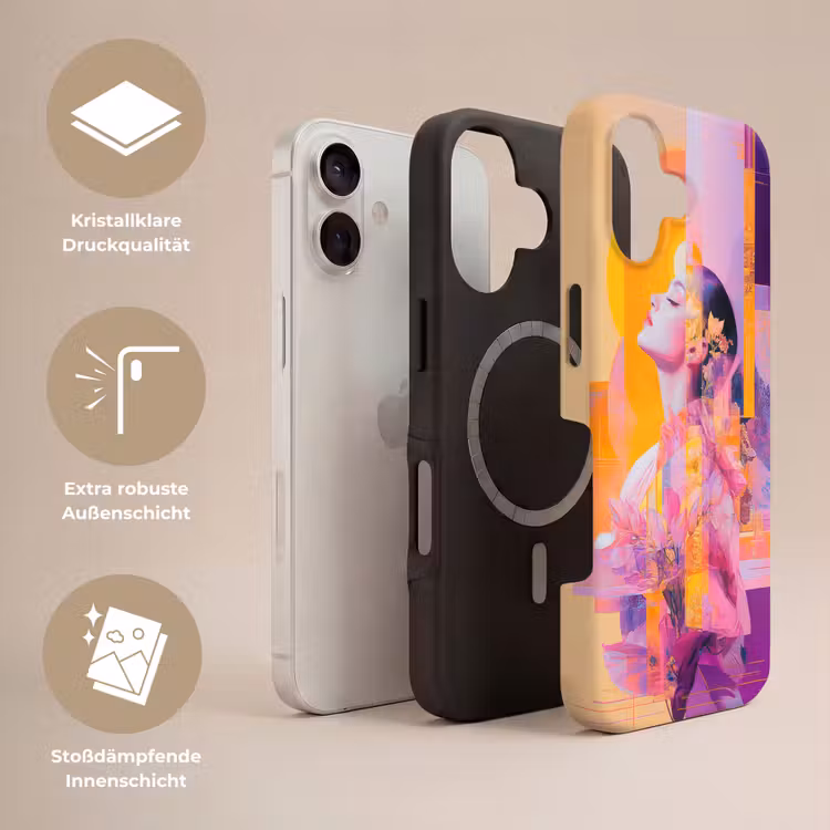 Abstract - Portret - Vrouw - Kleurrijk Toughcase MagSafe Apple iPhone 17 klein -USP_Lagen_DE