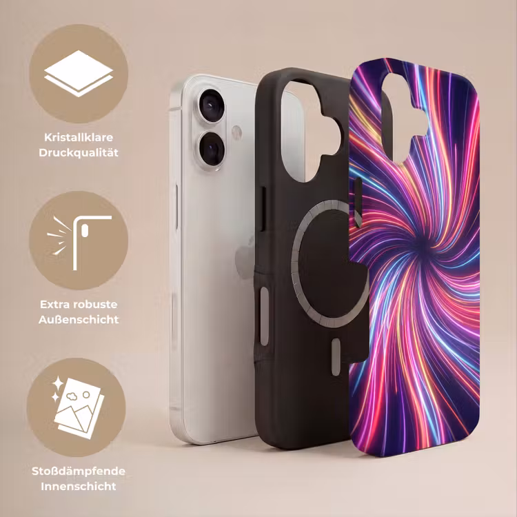 Abstract - Swirl - Futuristic - Neon Toughcase MagSafe Apple iPhone 17 klein -USP_Lagen_DE