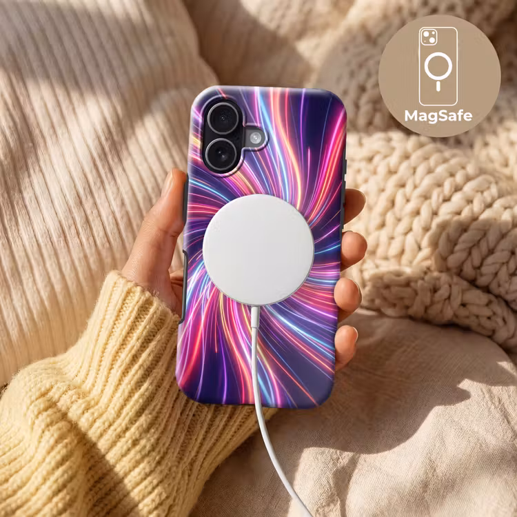 Abstract - Swirl - Futuristic - Neon Toughcase MagSafe Apple iPhone 17 klein -USP_MagsafeV