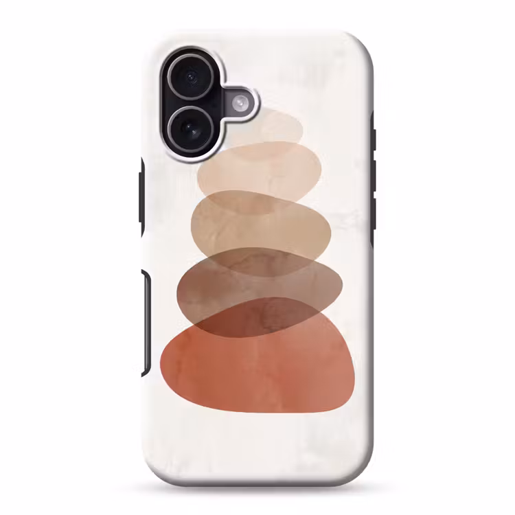 Abstractie - Gestapeld - Balans - Modern - Aardetinten Toughcase MagSafe Apple iPhone 17 klein -3d