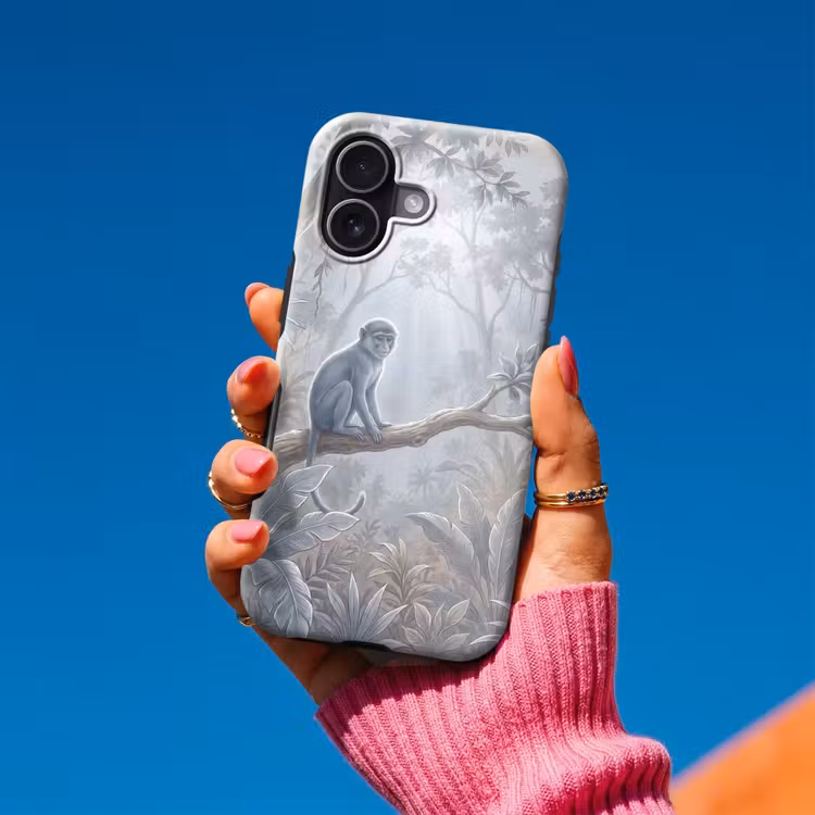 Aap - Boom - Jungle - Natuur - Grijs Toughcase MagSafe Apple iPhone 17 klein -Sfeer1V