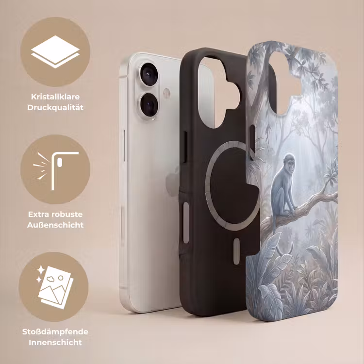 Aap - Boom - Jungle - Natuur - Grijs Toughcase MagSafe Apple iPhone 17 klein -USP_Lagen_DE