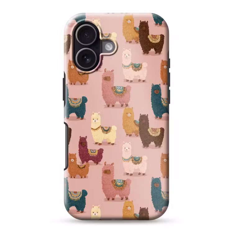 Alpaca's - Patroon - Kleurrijk Toughcase MagSafe Apple iPhone 17 klein 1017 -3d