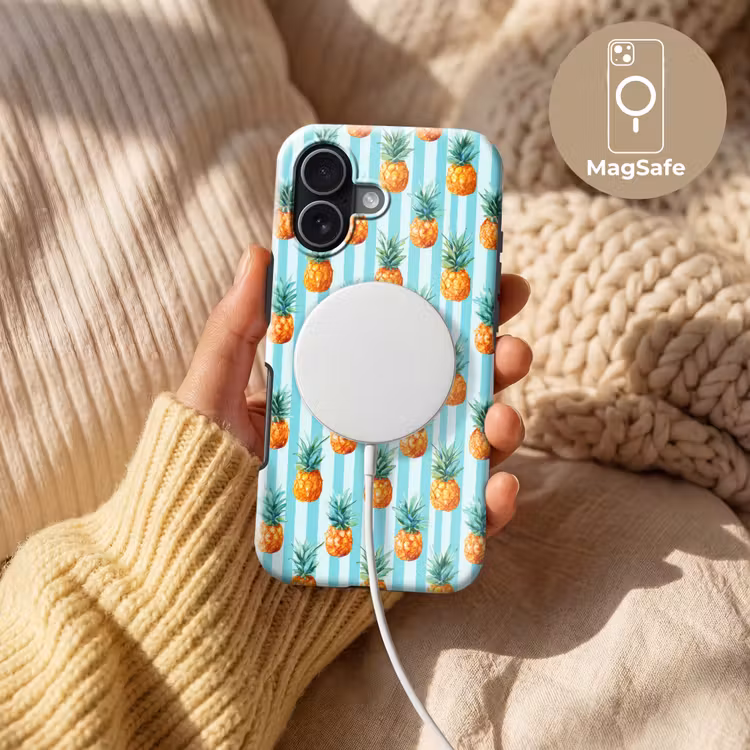 Ananas - Strepen - Groen Toughcase MagSafe Apple iPhone 17 klein 1017 -USP_MagsafeV