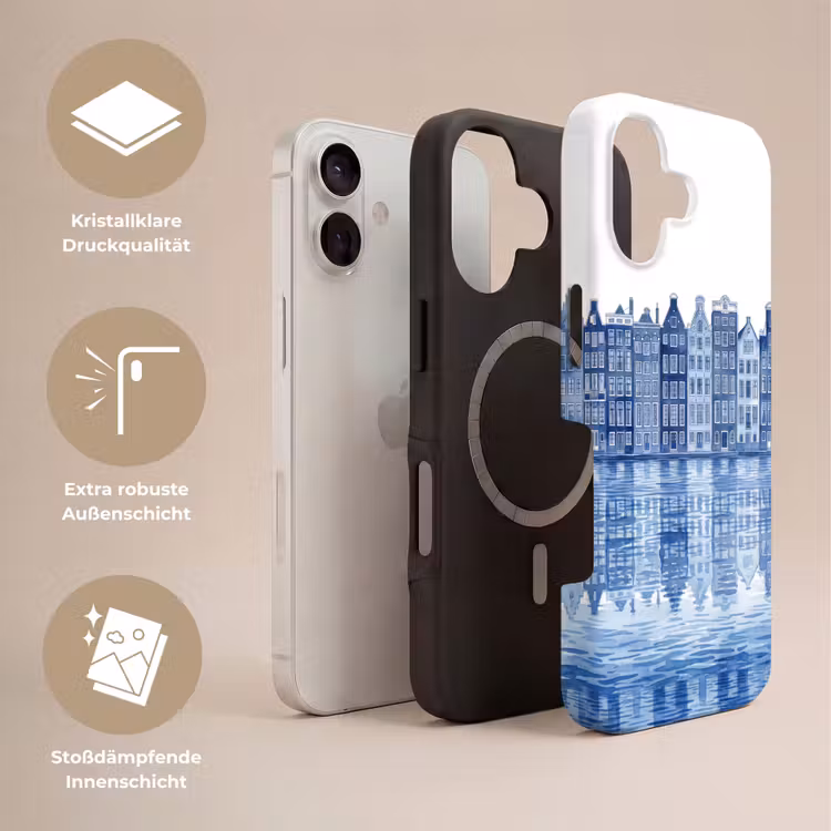 Aquarel - Grachtenpanden - Delfts - Blauw Toughcase MagSafe Apple iPhone 17 klein -USP_Lagen_DE