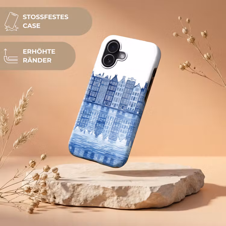 Aquarel - Grachtenpanden - Delfts - Blauw Toughcase MagSafe Apple iPhone 17 klein -USP_RandenV_DE