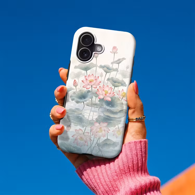Aquarel - Lotusbloemen - Kleurrijk Toughcase MagSafe Apple iPhone 17 klein -Sfeer1V