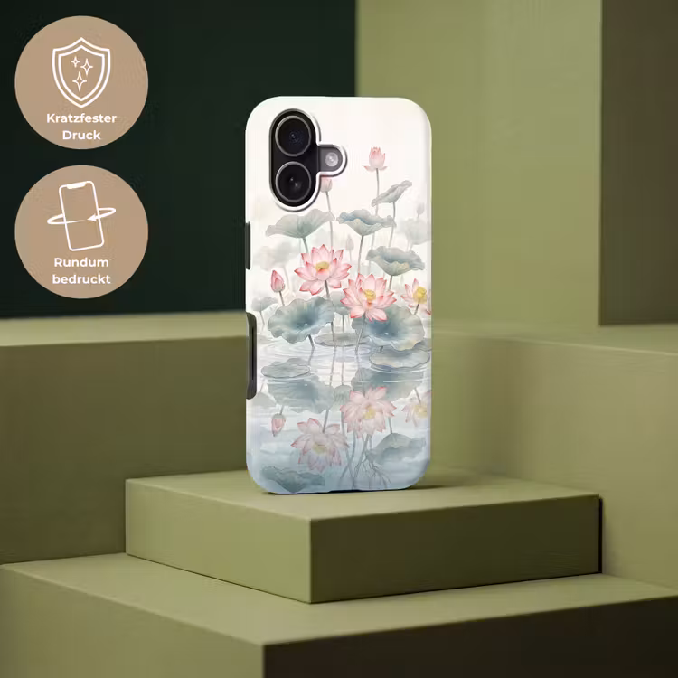 Aquarel - Lotusbloemen - Kleurrijk Toughcase MagSafe Apple iPhone 17 klein -USP_PrintM_DE