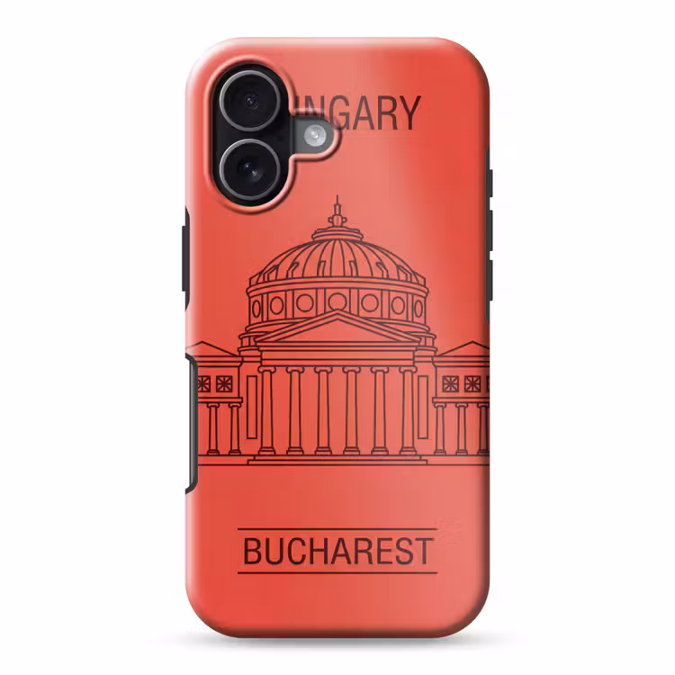 Architectuur - Boekarest - Stedelijk - Lijntekening - Rood Toughcase MagSafe Apple iPhone 17 klein -3d