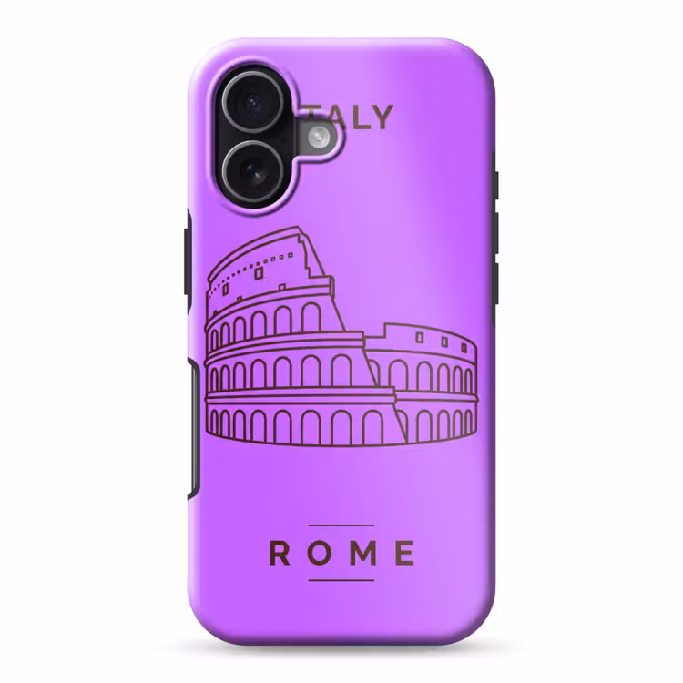 Architectuur - Colosseum - Rome - Minimalistisch - Paars Toughcase MagSafe Apple iPhone 17 klein -3d