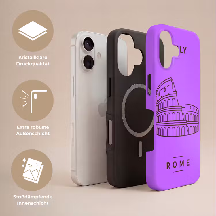 Architectuur - Colosseum - Rome - Minimalistisch - Paars Toughcase MagSafe Apple iPhone 17 klein -USP_Lagen_DE