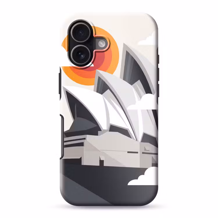 Architectuur - Stadsgezicht - Modern - Grijs - Oranje Toughcase MagSafe Apple iPhone 17 klein -3d