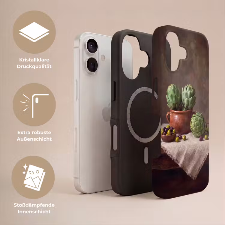 Handyhülle Toughcase - Artischocken – Oliven – Essen - Artisjokken - Olijven - Eten Toughcase MagSafe Apple iPhone 17 klein