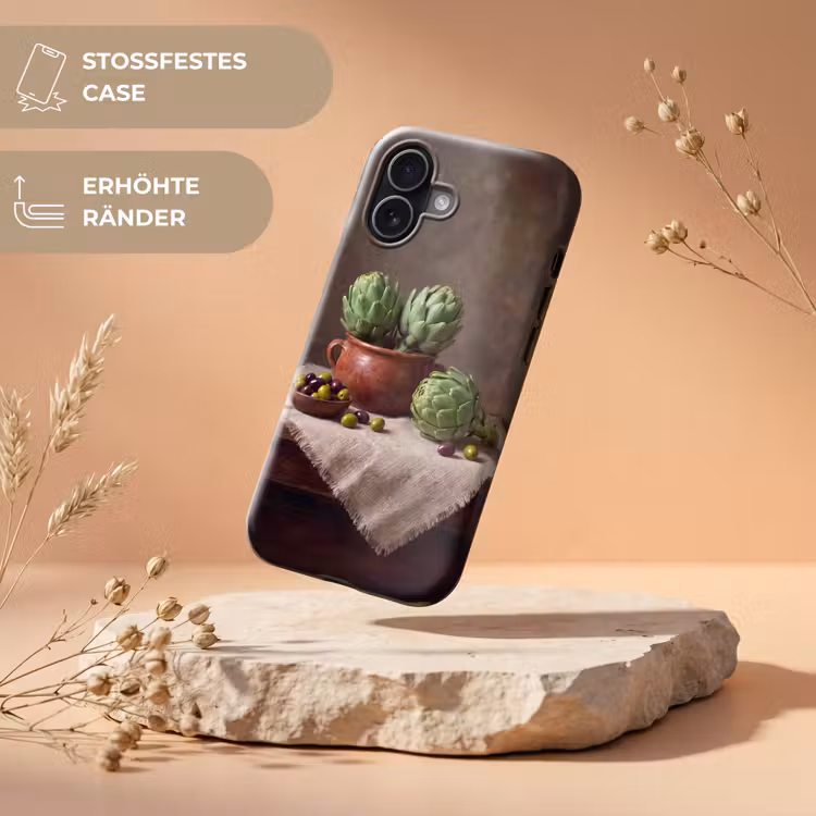 Handyhülle Toughcase - Artischocken – Oliven – Essen - Artisjokken - Olijven - Eten Toughcase MagSafe Apple iPhone 17 klein