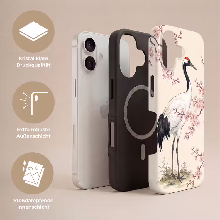 Aziatisch - Kraanvogel - Beige Toughcase MagSafe Apple iPhone 17 klein -USP_Lagen_DE